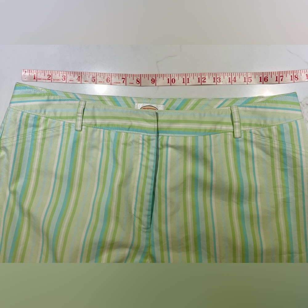 TALBOTS Summer Slacks, Wide leg, Ankle, light blue/green stripe, Size 16 - Picture 5 of 6